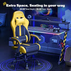 RSPGAME Basic Ergonomic Gaming Chairs for Adults, PU Leather Office Chairs with Lumbar Support, Pocket Spring Cushion and Retractable Footrest