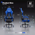 RSPGAME Basic Ergonomic Gaming Chairs for Adults, PU Leather Office Chairs with Lumbar Support, Pocket Spring Cushion and Retractable Footrest