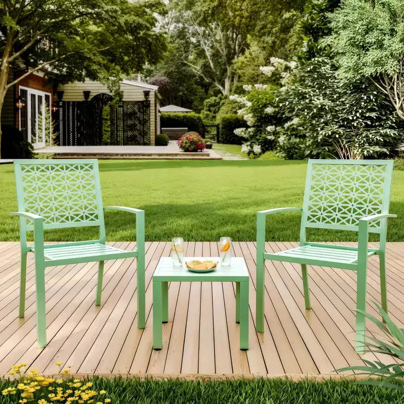 3 Piece Patio Bistro Set, Outdoor Patio Furniture Set with Coffee Table, Conversation Sets for Apartment Balcony, Backyard, Porch