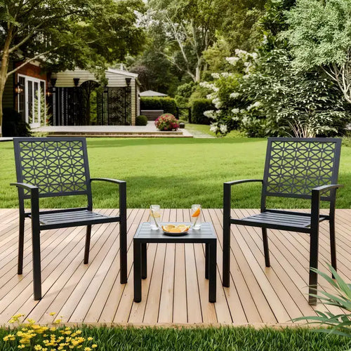 3 Piece Patio Bistro Set, Outdoor Patio Furniture Set with Coffee Table, Conversation Sets for Apartment Balcony, Backyard, Porch