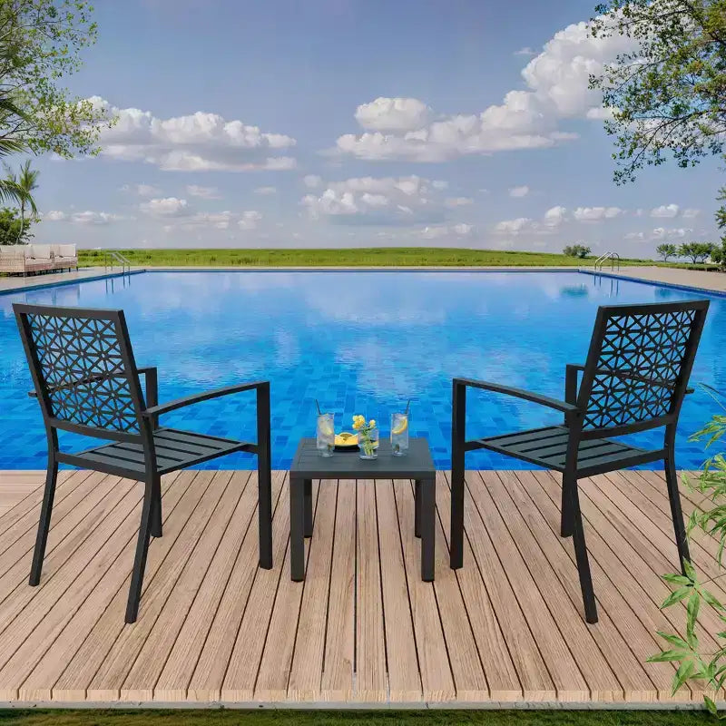 3 Piece Patio Bistro Set, Outdoor Patio Furniture Set with Coffee Table, Conversation Sets for Apartment Balcony, Backyard, Porch
