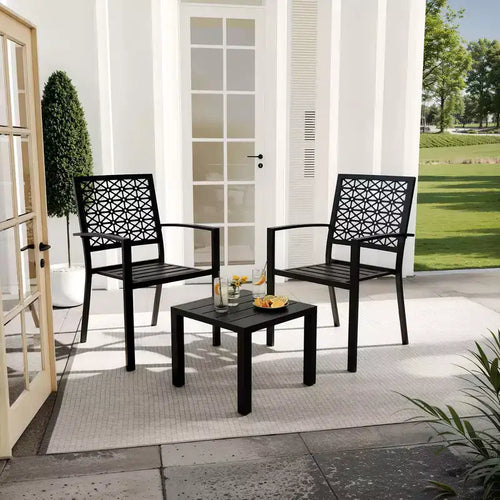3 Piece Patio Bistro Set, Outdoor Patio Furniture Set with Coffee Table, Conversation Sets for Apartment Balcony, Backyard, Porch