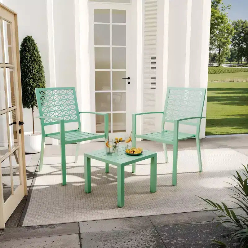 3 Piece Patio Bistro Set, Outdoor Patio Furniture Set with Coffee Table, Conversation Sets for Apartment Balcony, Backyard, Porch
