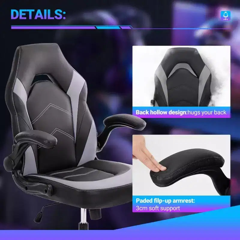 TUYOHW Ergonomic Gaming Chair,S-Shaped Backrest Office Chair with Rocking Mode & Adjustable Height,High Resilience Foam