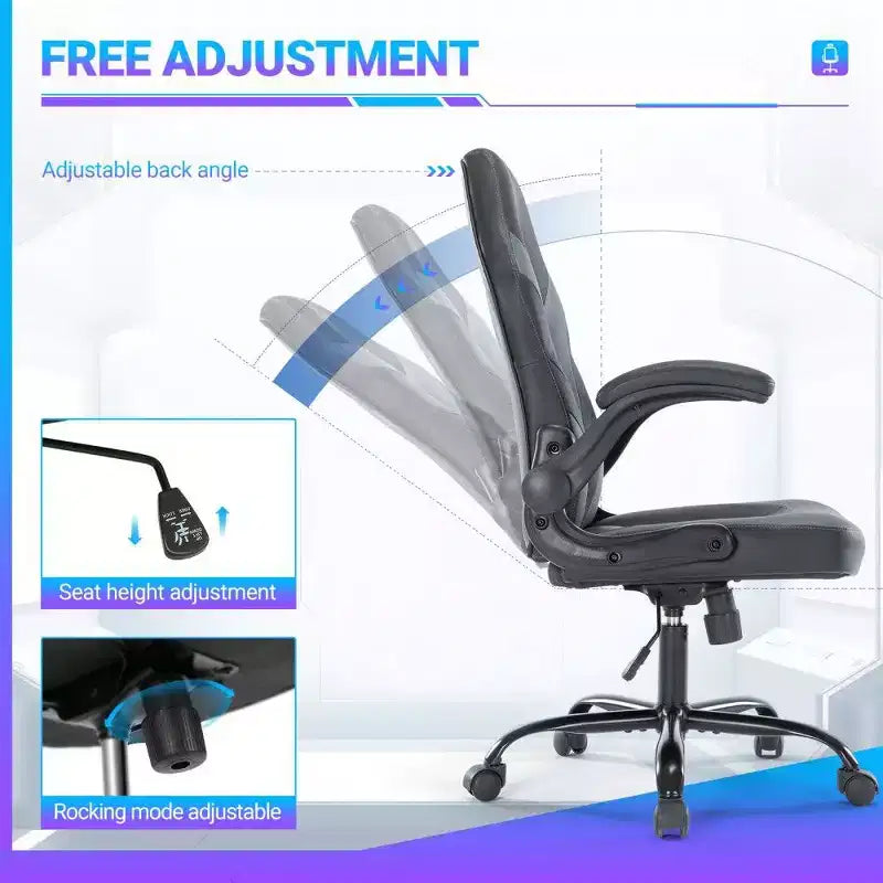 TUYOHW Ergonomic Gaming Chair,S-Shaped Backrest Office Chair with Rocking Mode & Adjustable Height,High Resilience Foam