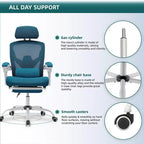 TUYOHW Mesh Swivel Criss Cross Chair on Wheels,Office Chair with Retractable Footrest,Gaming Chair with Lumbar Support Pillow for Office
