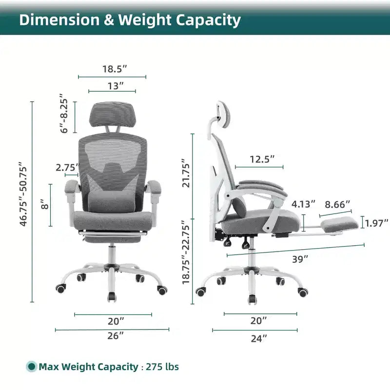 TUYOHW Mesh Swivel Criss Cross Chair on Wheels,Office Chair with Retractable Footrest,Gaming Chair with Lumbar Support Pillow for Office