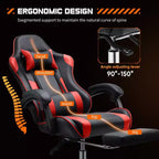 TUYOHW PU Leather Criss Cross Chair on Wheels with Footrest and Lumbar Support,Office Chair with Fixed Up Armrest,Gaming Chair for Office
