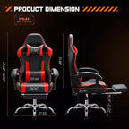 TUYOHW PU Leather Criss Cross Chair on Wheels with Footrest and Lumbar Support,Office Chair with Fixed Up Armrest,Gaming Chair for Office
