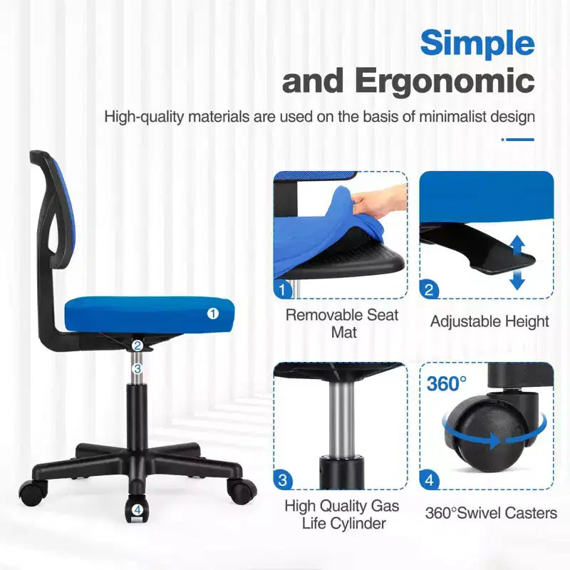 TUYOHW Mesh Swivel Criss Cross Chair on Wheels,Office Chair with Adjustable Height and Lumbar Support,Gaming Chair with Low-Back for Office