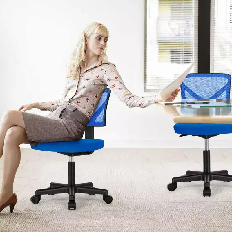 TUYOHW Mesh Swivel Criss Cross Chair on Wheels,Office Chair with Adjustable Height and Lumbar Support,Gaming Chair with Low-Back for Office