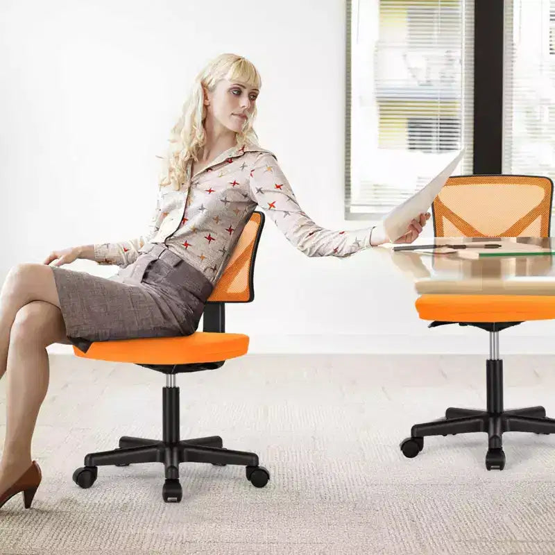 TUYOHW Mesh Swivel Criss Cross Chair on Wheels,Office Chair with Adjustable Height and Lumbar Support,Gaming Chair with Low-Back for Office