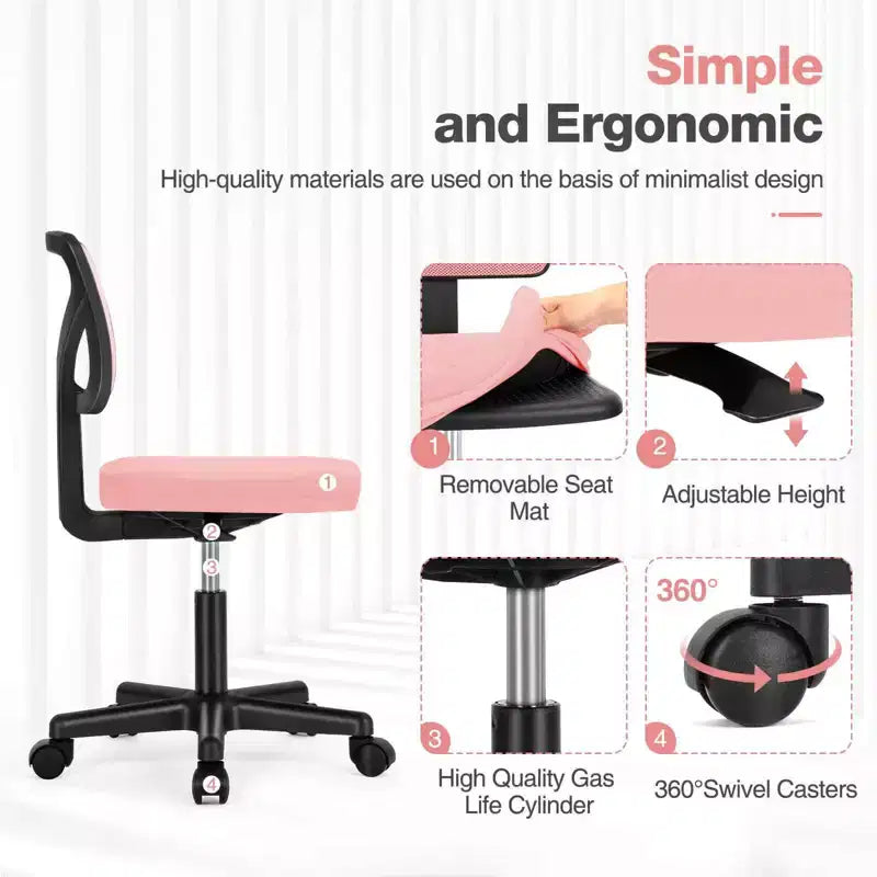 TUYOHW Mesh Swivel Criss Cross Chair on Wheels,Office Chair with Adjustable Height and Lumbar Support,Gaming Chair with Low-Back for Office