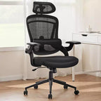 TUYOHW Mesh Criss Cross Chair on Wheels,Office Chair with Adjustable Lumbar Support and Headrest,Gaming Chair with Soft Flip Up Arms for Office