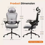 TUYOHW Mesh Criss Cross Chair on Wheels,Office Chair with Adjustable Lumbar Support and Headrest,Gaming Chair with Soft Flip Up Arms for Office