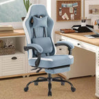 TUYOHW Microfiber Swivel Criss Cross Chair on Wheels,Office Chair with Removable Headrest and Waist Pillow,Gaming Chair for Office