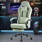 TUYOHW Microfiber Swivel Criss Cross Chair on Wheels,Office Chair with Removable Headrest and Waist Pillow,Gaming Chair for Office