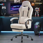 TUYOHW Microfiber Swivel Criss Cross Chair on Wheels,Office Chair with Removable Headrest and Waist Pillow,Gaming Chair for Office