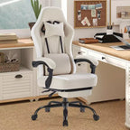 TUYOHW Microfiber Swivel Criss Cross Chair on Wheels,Office Chair with Removable Headrest and Waist Pillow,Gaming Chair for Office