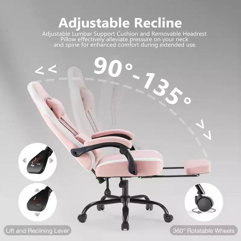 TUYOHW Microfiber Swivel Criss Cross Chair on Wheels,Office Chair with Removable Headrest and Waist Pillow,Gaming Chair for Office