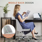 TUYOHW Swivel Criss Cross Chair on Wheels,Office Chair with Adjustable Height and Lumbar Support,Armless Gaming Chair for Office