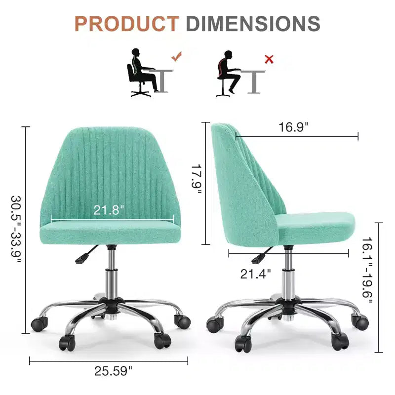 TUYOHW Swivel Criss Cross Chair on Wheels,Office Chair with Adjustable Height and Lumbar Support,Armless Gaming Chair for Office