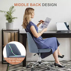 TUYOHW Swivel Criss Cross Chair on Wheels,Office Chair with Adjustable Height and Lumbar Support,Armless Gaming Chair for Office