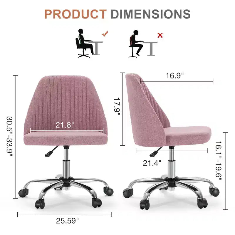 TUYOHW Swivel Criss Cross Chair on Wheels,Office Chair with Adjustable Height and Lumbar Support,Armless Gaming Chair for Office