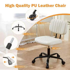 TUYOHW PU Leather Swivel Criss Cross Chair on Wheels,Armless Office Chair with Adjustable Height and Lumbar Support,Gaming Chair for Office