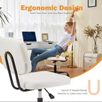 TUYOHW PU Leather Swivel Criss Cross Chair on Wheels,Armless Office Chair with Adjustable Height and Lumbar Support,Gaming Chair for Office