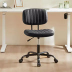 TUYOHW PU Leather Swivel Criss Cross Chair on Wheels,Armless Office Chair with Adjustable Height and Lumbar Support,Gaming Chair for Office