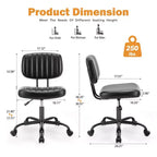 TUYOHW PU Leather Swivel Criss Cross Chair on Wheels,Armless Office Chair with Adjustable Height and Lumbar Support,Gaming Chair for Office