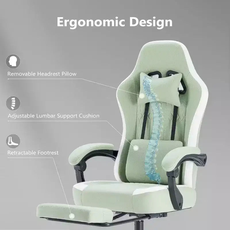 TUYOHW Ergonomic Office Chair with Pocket Spring Seat,300LB Capacity Gaming Chair with Adjustable Lumbar Pillow & Footrest for Adult,Student
