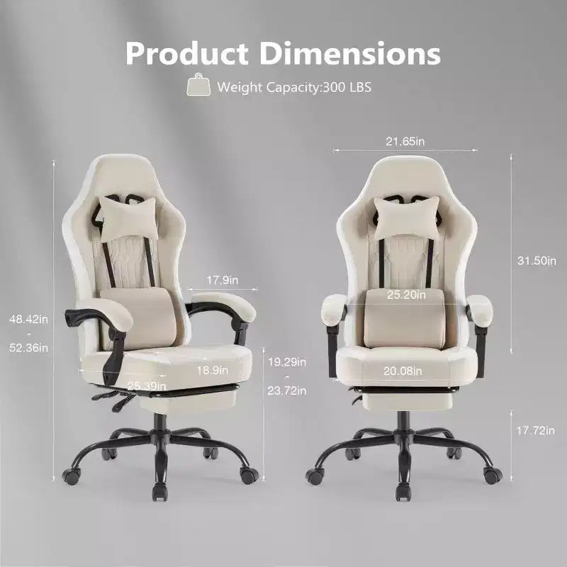 TUYOHW Ergonomic Office Chair with Pocket Spring Seat,300LB Capacity Gaming Chair with Adjustable Lumbar Pillow & Footrest for Adult,Student