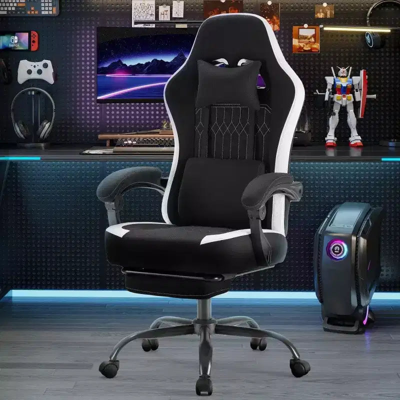 TUYOHW Ergonomic Office Chair with Pocket Spring Seat,300LB Capacity Gaming Chair with Adjustable Lumbar Pillow & Footrest for Adult,Student
