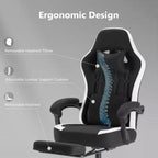 TUYOHW Ergonomic Office Chair with Pocket Spring Seat,300LB Capacity Gaming Chair with Adjustable Lumbar Pillow & Footrest for Adult,Student