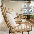 Wicker Chairs Outdoor Set of 2, Indoor/Outdoor Wicker Furniture Patio Chair, All-Weather Club Chair with Water-Resistant Cushions, Boho, Brown