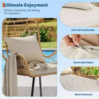 Wicker Chairs Outdoor Set of 2, Indoor/Outdoor Wicker Furniture Patio Chair, All-Weather Club Chair with Water-Resistant Cushions, Boho, Brown