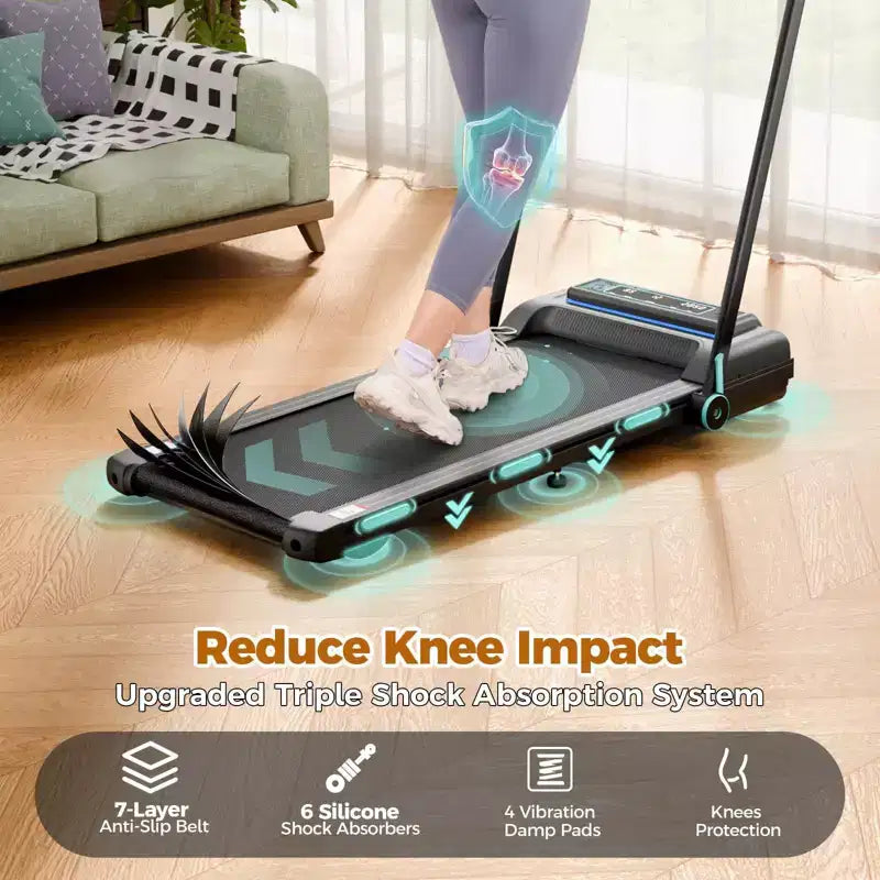 NAYSAYE Treadmill Walking Pad with Foldable Handle Bar, 450 lbs Capacity Under Desk Treadmills with Auto Incline for Home Hiking, Black, 55*26*7.87