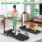 KRISRATE 3.5HP Walking Pad Treadmill with Handle Bar & Shock Absorption, Foldable Treadmills for Home, Under Desk Compact Walking Pad