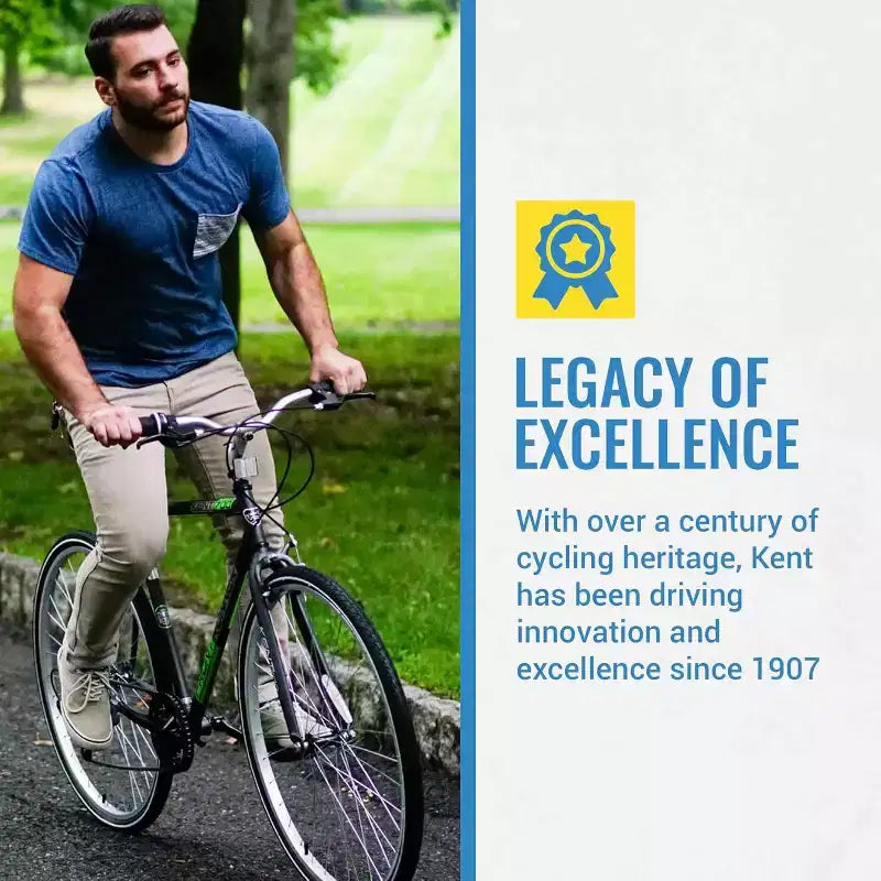 Kent International Front Runner Hybrid Bike - 700c - City Bike with 7 Speed Drivetrain, Lightweight Alloy Wheels, and Height Adjustable Seat Post