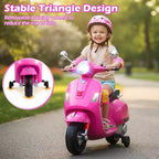 Costway Licensed VESPA 12V Kids Electric Motorcycle with Music Horn Story Training Wheels Red/Pink/Green/White