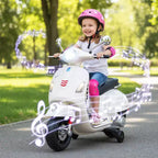 Costway Licensed VESPA 12V Kids Electric Motorcycle with Music Horn Story Training Wheels Red/Pink/Green/White