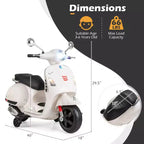 Costway Licensed VESPA 12V Kids Electric Motorcycle with Music Horn Story Training Wheels Red/Pink/Green/White