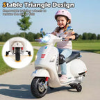 Costway Licensed VESPA 12V Kids Electric Motorcycle with Music Horn Story Training Wheels Red/Pink/Green/White
