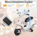 Costway Licensed VESPA 12V Kids Electric Motorcycle with Music Horn Story Training Wheels Red/Pink/Green/White