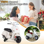 Costway Licensed VESPA 12V Kids Electric Motorcycle with Music Horn Story Training Wheels Red/Pink/Green/White
