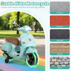 Costway Licensed VESPA 12V Kids Electric Motorcycle with Music Horn Story Training Wheels Red/Pink/Green/White