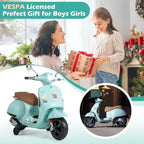 Costway Licensed VESPA 12V Kids Electric Motorcycle with Music Horn Story Training Wheels Red/Pink/Green/White