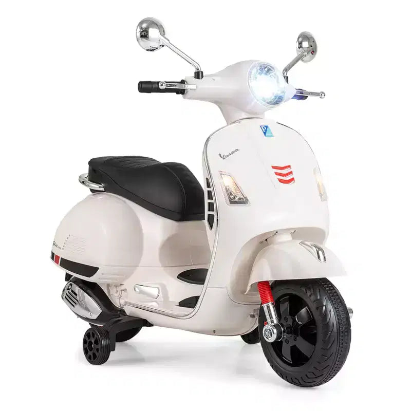 Costway Licensed VESPA 12V Kids Electric Motorcycle with Music Horn Story Training Wheels Red/Pink/Green/White